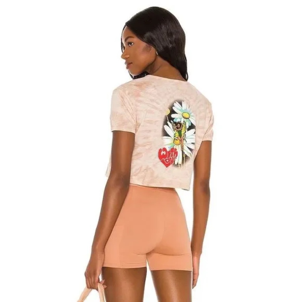 Boys Lie Lady Flower Brown Tie Dye Butterfly Daisy With Love Cropped Tee Size M